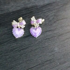 Purple heart earrings